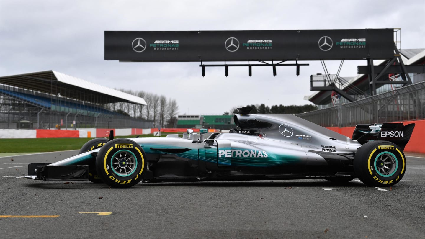 The new Mercedes-Benz F1 W08 Hybrid at Mercedes-Benz F1 W08 Hybrid Launch, Silverstone, England, 23 February 2017. © Sutton Images