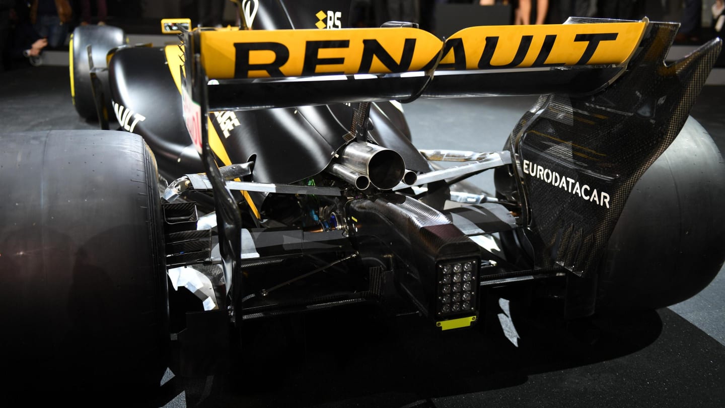 The new Renault Sport F1 Team RS17 rear detail at Renault Sport F1 Team RS17 Reveal, The Lindley Hall, London, England, 21 February 2017. © Sutton Images