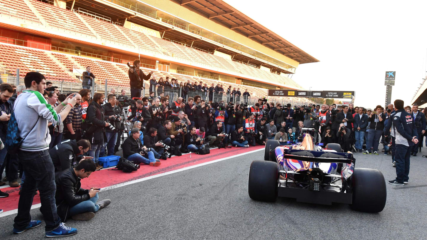 Media, photographers and the new Scuderia Toro Rosso STR12 at Scuderia Toro Rosso STR12 Launch, Barcelona, Spain, 26 February 2017. © Sutton Images