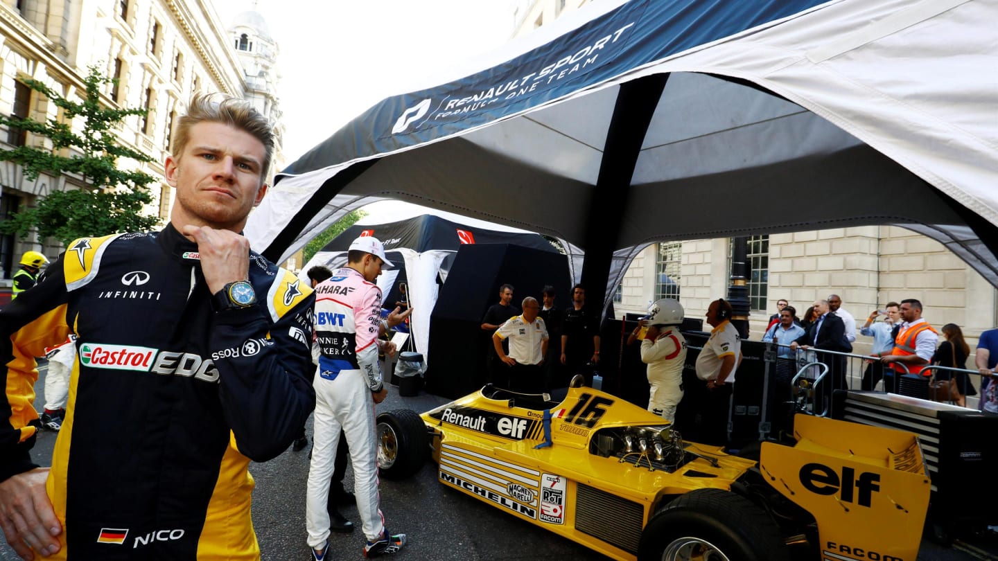 Nico Hulkenberg (GER) Renault Sport F1 Team and Renault RS01 at F1 London Live, Trafalgar Square,
