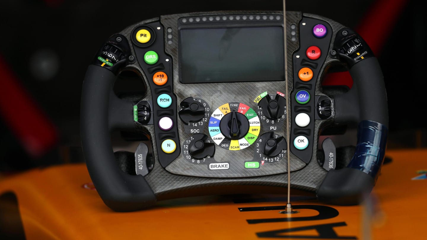 Renault Sport F1 Team RS17 Steering wheel detail at Formula One World Championship, Rd15, Malaysian Grand Prix, Practice, Sepang, Malaysia, Friday 29 September 2017. © Kym Illman/Sutton Images