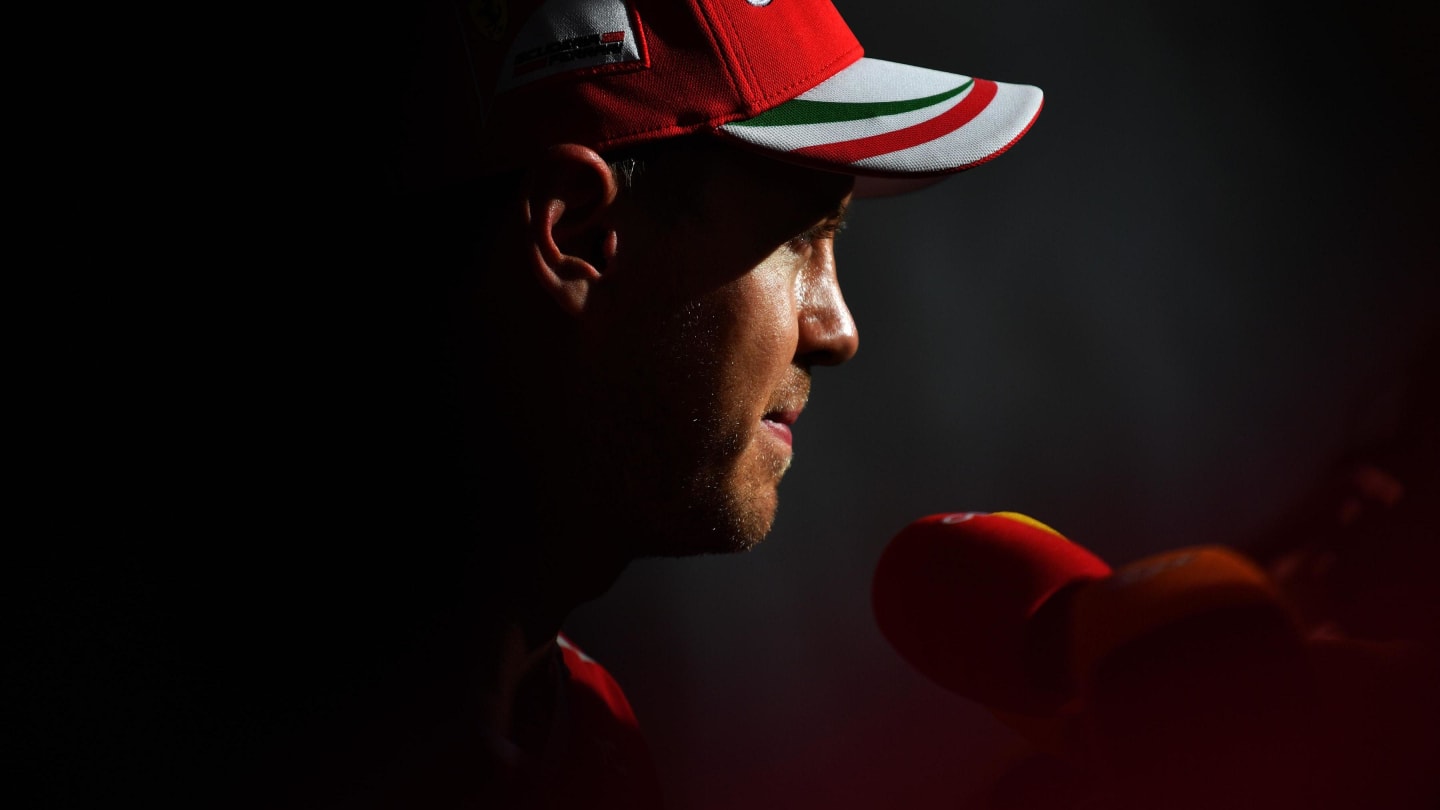 Sebastian Vettel (GER) Ferrari talks with the media after Q1 at Formula One World Championship, Rd15, Malaysian Grand Prix, Qualifying, Sepang, Malaysia, Saturday 30 September 2017. © Manuel Goria/Sutton Images