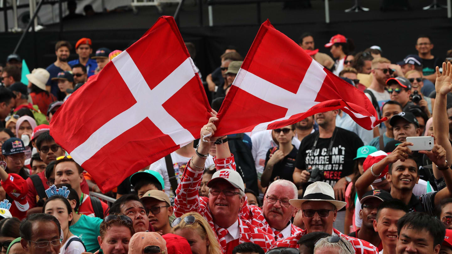 Fans and Danish flags at Formula One World Championship, Rd15, Malaysian Grand Prix, Race, Sepang, Malaysia, Sunday 1 Octoberr 2017. © Kym Illman/Sutton Images