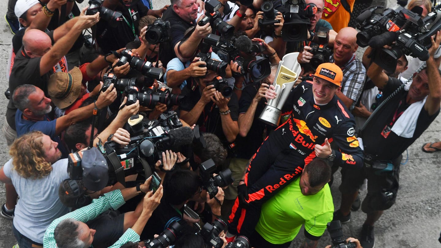 Race winner Max Verstappen (NED) Red Bull Racing celebrates at Formula One World Championship,