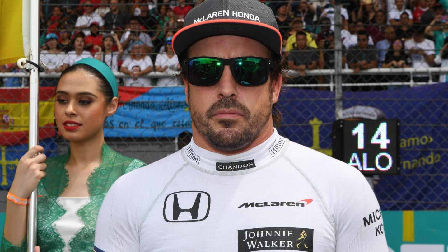 Fernando Alonso (ESP) McLaren on the grid at Formula One World Championship, Rd15, Malaysian Grand Prix, Race, Sepang, Malaysia, Sunday 1 October 2017. © Mark Sutton/Sutton Images
