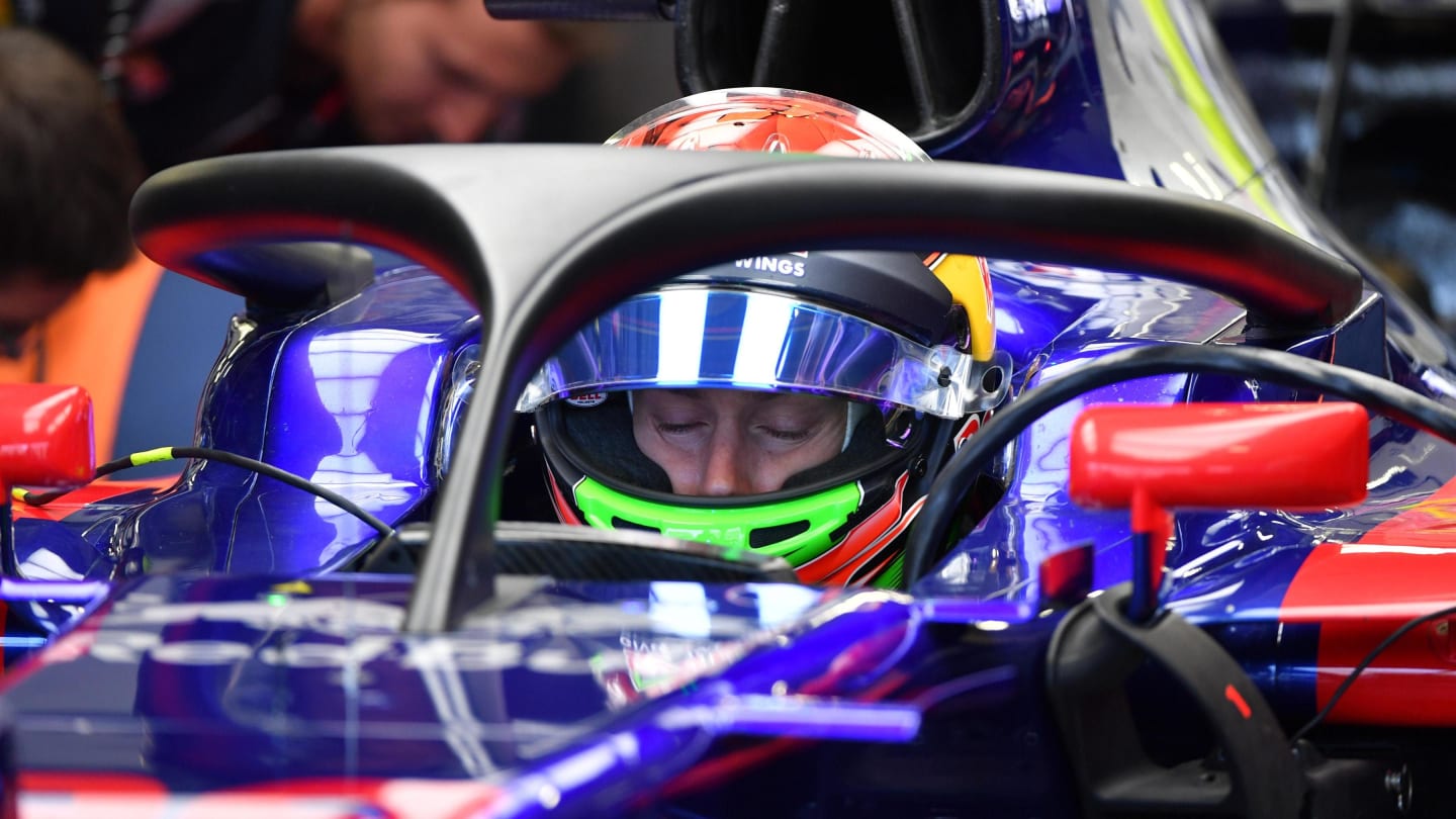 Brendon Hartley (NZL) Scuderia Toro Rosso STR12 with halo at Formula One World Championship, Rd18, Mexican Grand Prix, Practice, Circuit Hermanos Rodriguez, Mexico City, Mexico, Friday 27 October 2017. © Mark Sutton/Sutton Images
