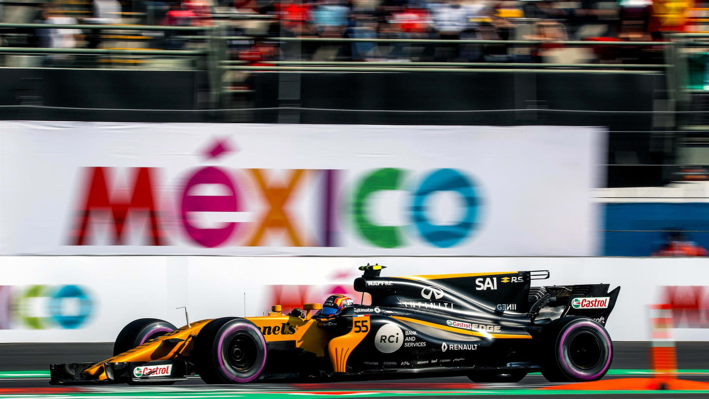 Carlos Sainz (ESP) Renault Sport F1 Team RS17 at Formula One World Championship, Rd18, Mexican Grand Prix, Qualifying, Circuit Hermanos Rodriguez, Mexico City, Mexico, Saturday 28 October 2017. © Manuel Goria/Sutton Images