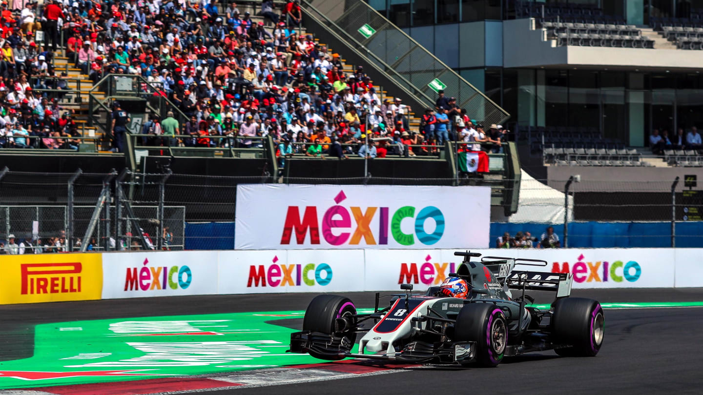 Romain Grosjean (FRA) Haas VF-17 at Formula One World Championship, Rd18, Mexican Grand Prix, Qualifying, Circuit Hermanos Rodriguez, Mexico City, Mexico, Saturday 28 October 2017. © Kym Illman/Sutton Images