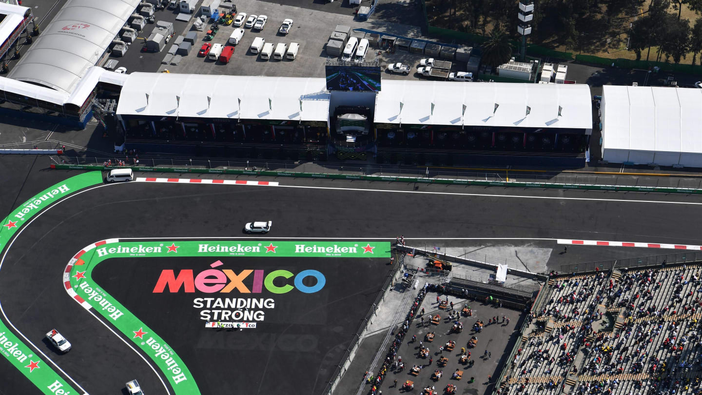 Aerial view at Formula One World Championship, Rd18, Mexican Grand Prix, Qualifying, Circuit Hermanos Rodriguez, Mexico City, Mexico, Saturday 28 October 2017. © Mark Sutton/Sutton Images