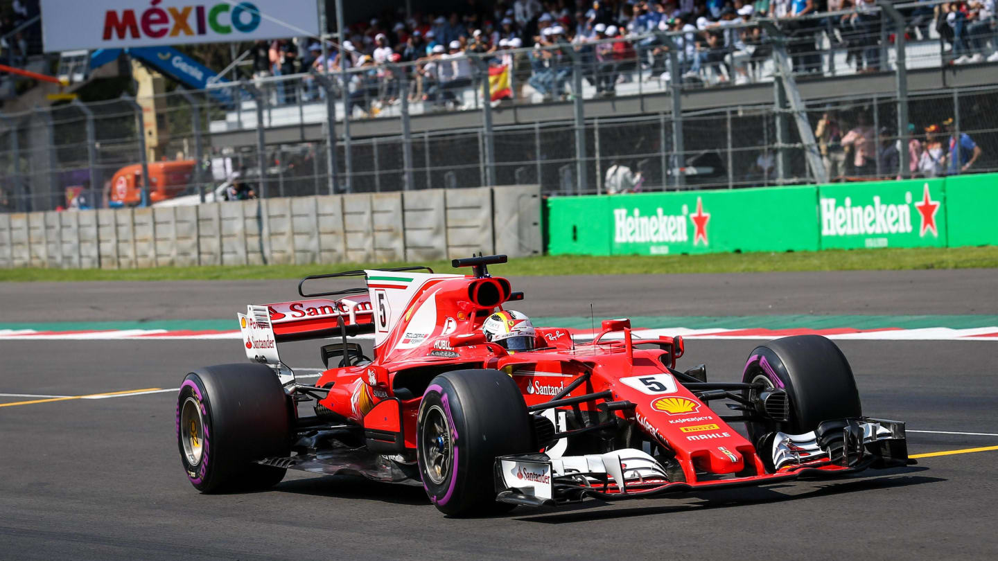 Pole sitter Sebastian Vettel (GER) Ferrari SF70-H at Formula One World Championship, Rd18, Mexican