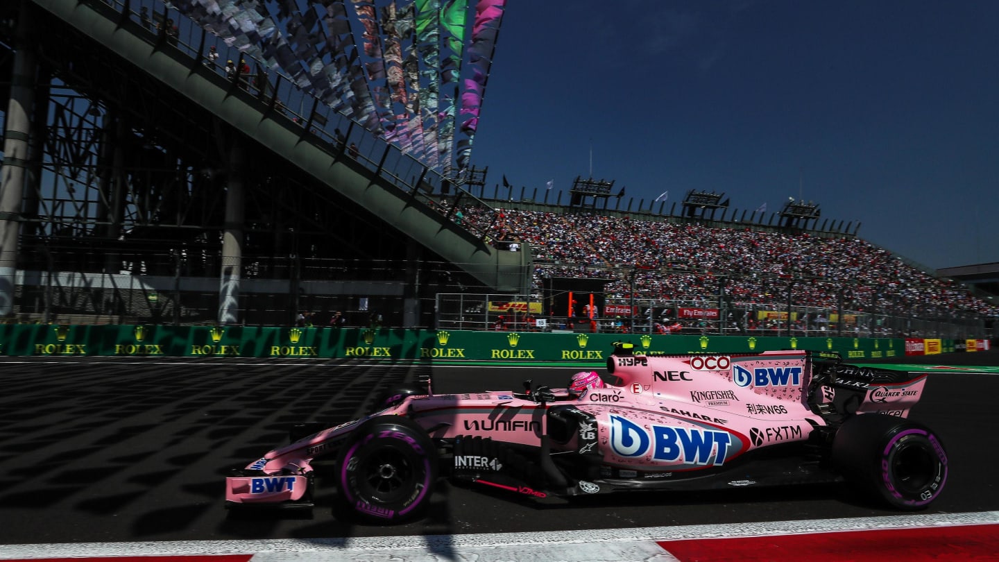 Esteban Ocon (FRA) Force India VJM10 at Formula One World Championship, Rd18, Mexican Grand Prix, Qualifying, Circuit Hermanos Rodriguez, Mexico City, Mexico, Saturday 28 October 2017. © Kym Illman/Sutton Images