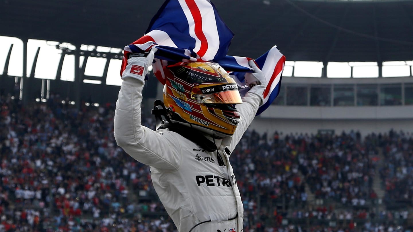 World Champion Lewis Hamilton (GBR) Mercedes AMG F1 celebrates at Formula One World Championship, Rd18, Mexican Grand Prix, Race, Circuit Hermanos Rodriguez, Mexico City, Mexico, Sunday 29 October 2017. © Manuel Goria/Sutton Images