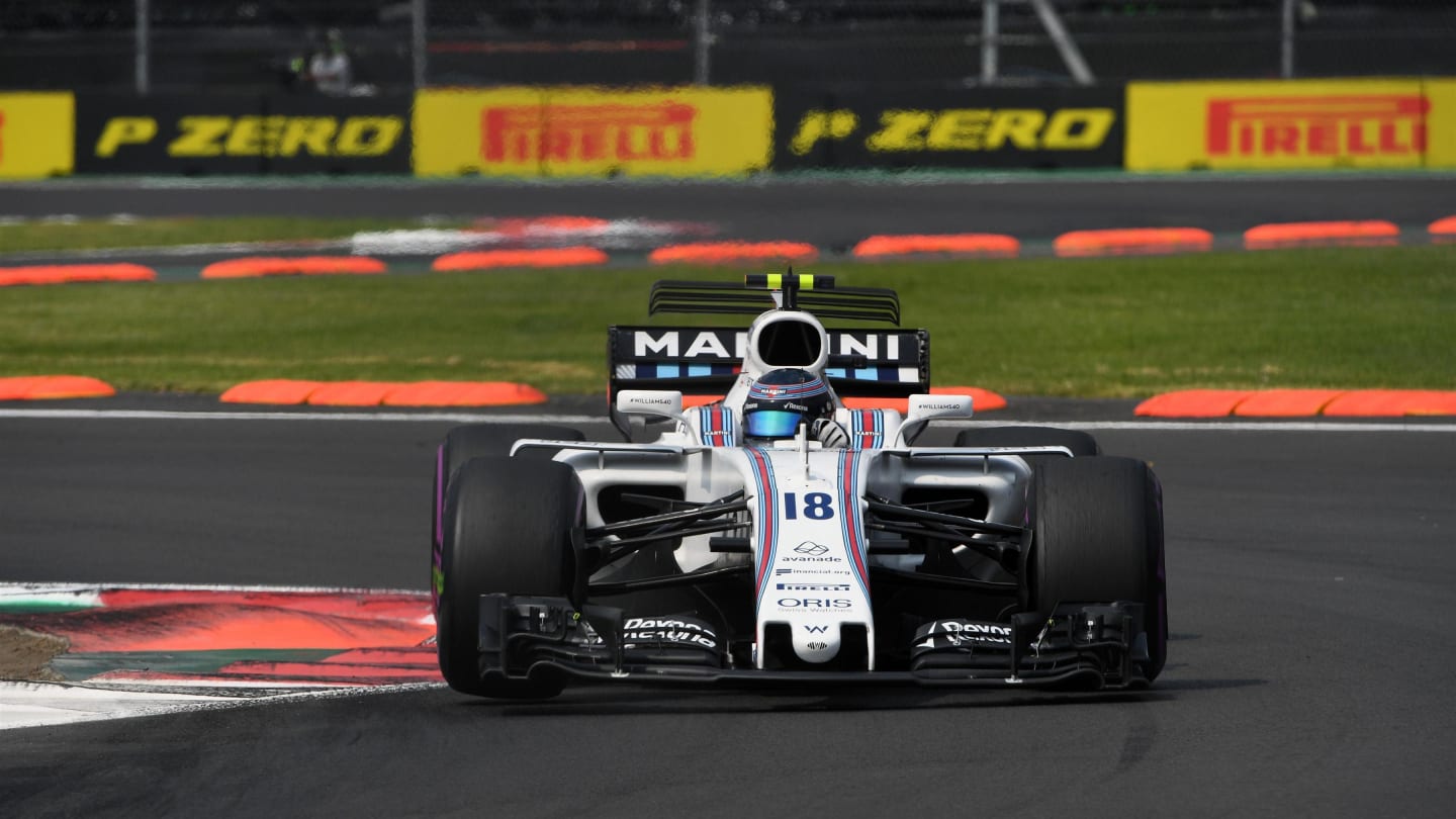 Lance Stroll (CDN) Williams FW40 at Formula One World Championship, Rd18, Mexican Grand Prix, Race,