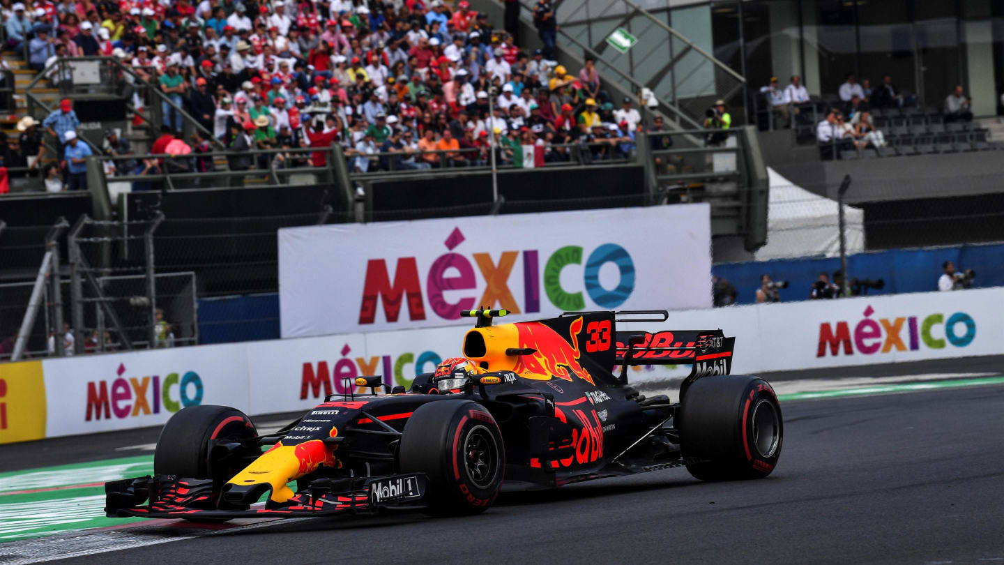 Max Verstappen (NED) Red Bull Racing RB13 at Formula One World Championship, Rd18, Mexican Grand