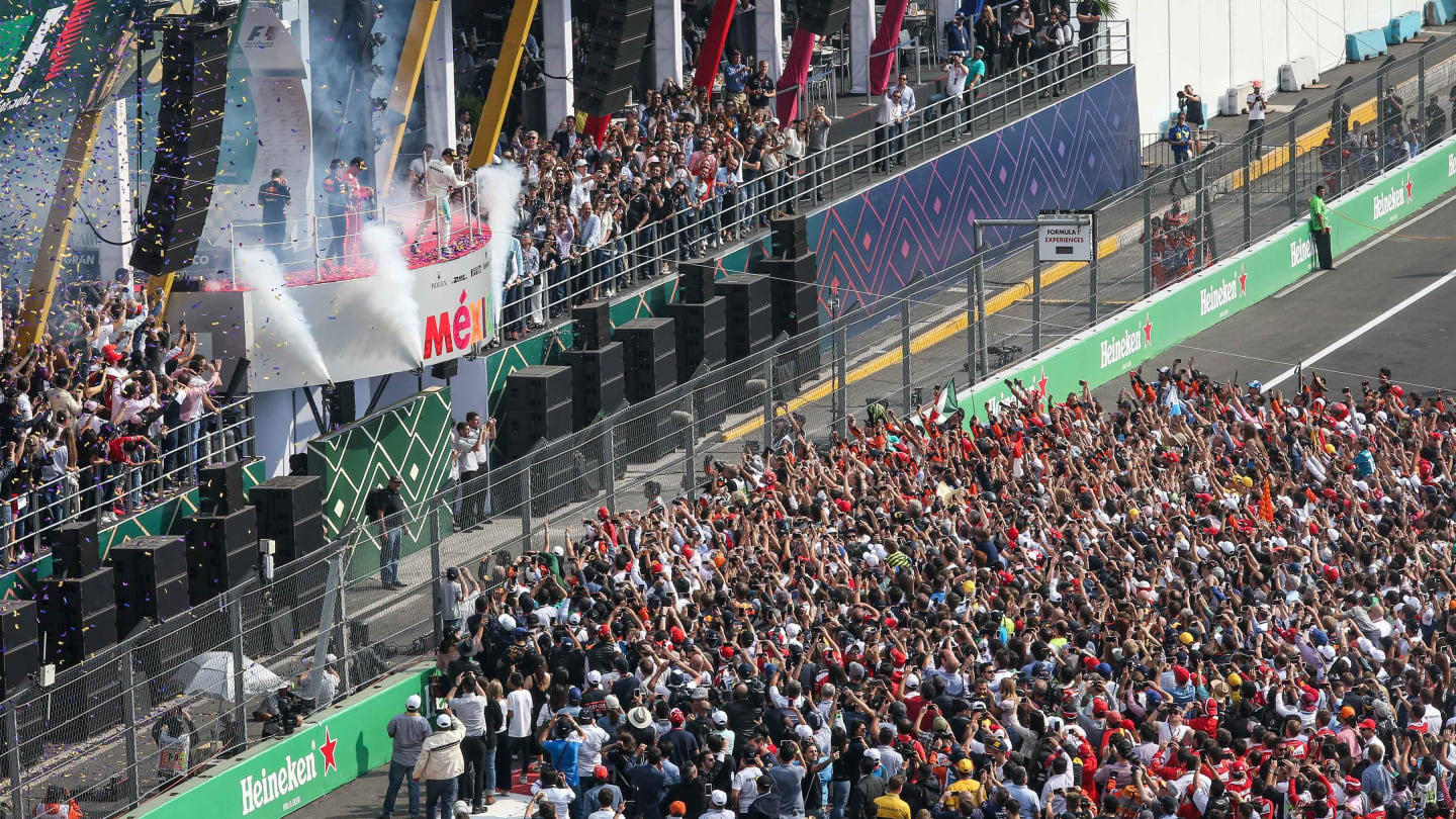 Podium celebrations at Formula One World Championship, Rd18, Mexican Grand Prix, Race, Circuit Hermanos Rodriguez, Mexico City, Mexico, Sunday 29 October 2017. © Mirko Stange/Sutton Images