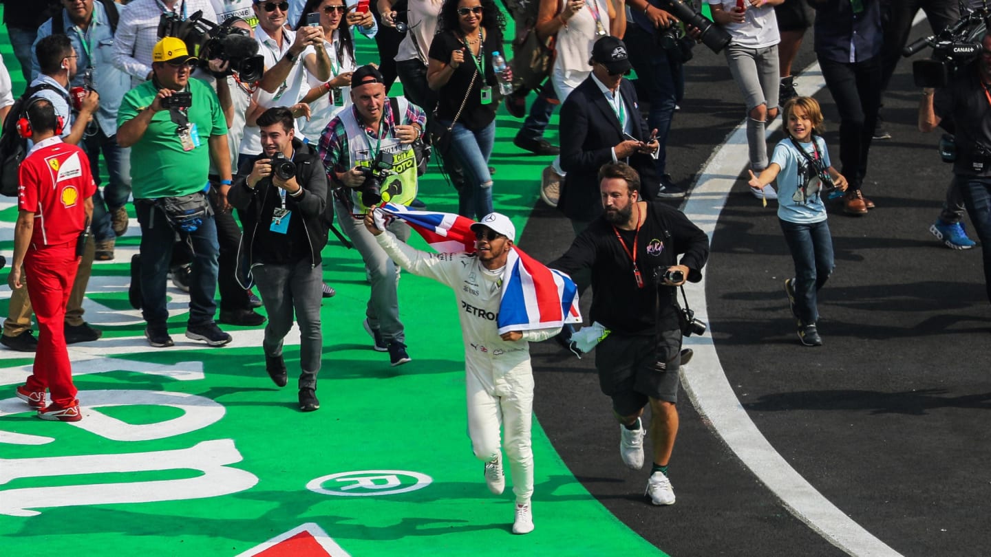 World Champion Lewis Hamilton (GBR) Mercedes AMG F1 celebrates in parc ferme at Formula One World Championship, Rd18, Mexican Grand Prix, Race, Circuit Hermanos Rodriguez, Mexico City, Mexico, Sunday 29 October 2017. © Kym Illman/Sutton Images