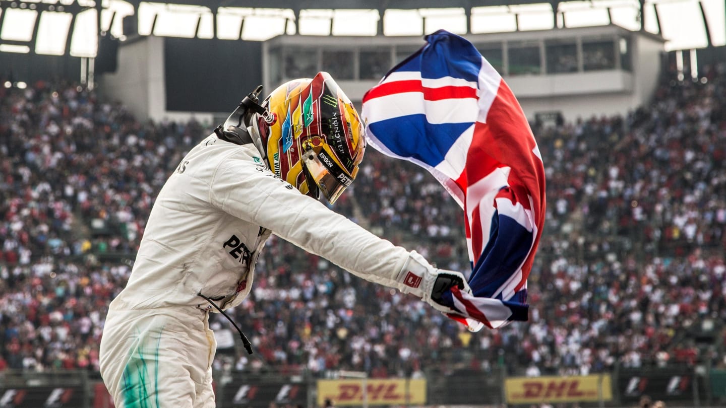 World Champion Lewis Hamilton (GBR) Mercedes AMG F1 celebrates in parc ferme at Formula One World