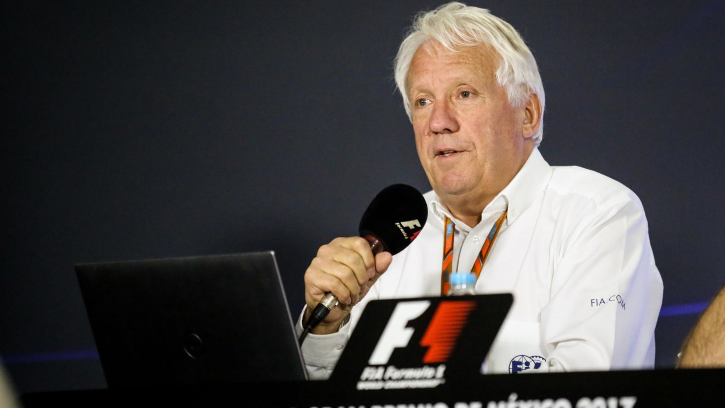 Charlie Whiting (GBR) FIA Delegate in the Press Conference discussing the Kimi Raikkonen (FIN) Ferrari and Max Verstappen (NED) Red Bull Racing incident at United States Grand Prix at Formula One World Championship, Rd18, Mexican Grand Prix, Preparations, Circuit Hermanos Rodriguez, Mexico City, Mexico, Thursday 26 October 2017. © Mirko Stange/Sutton Images