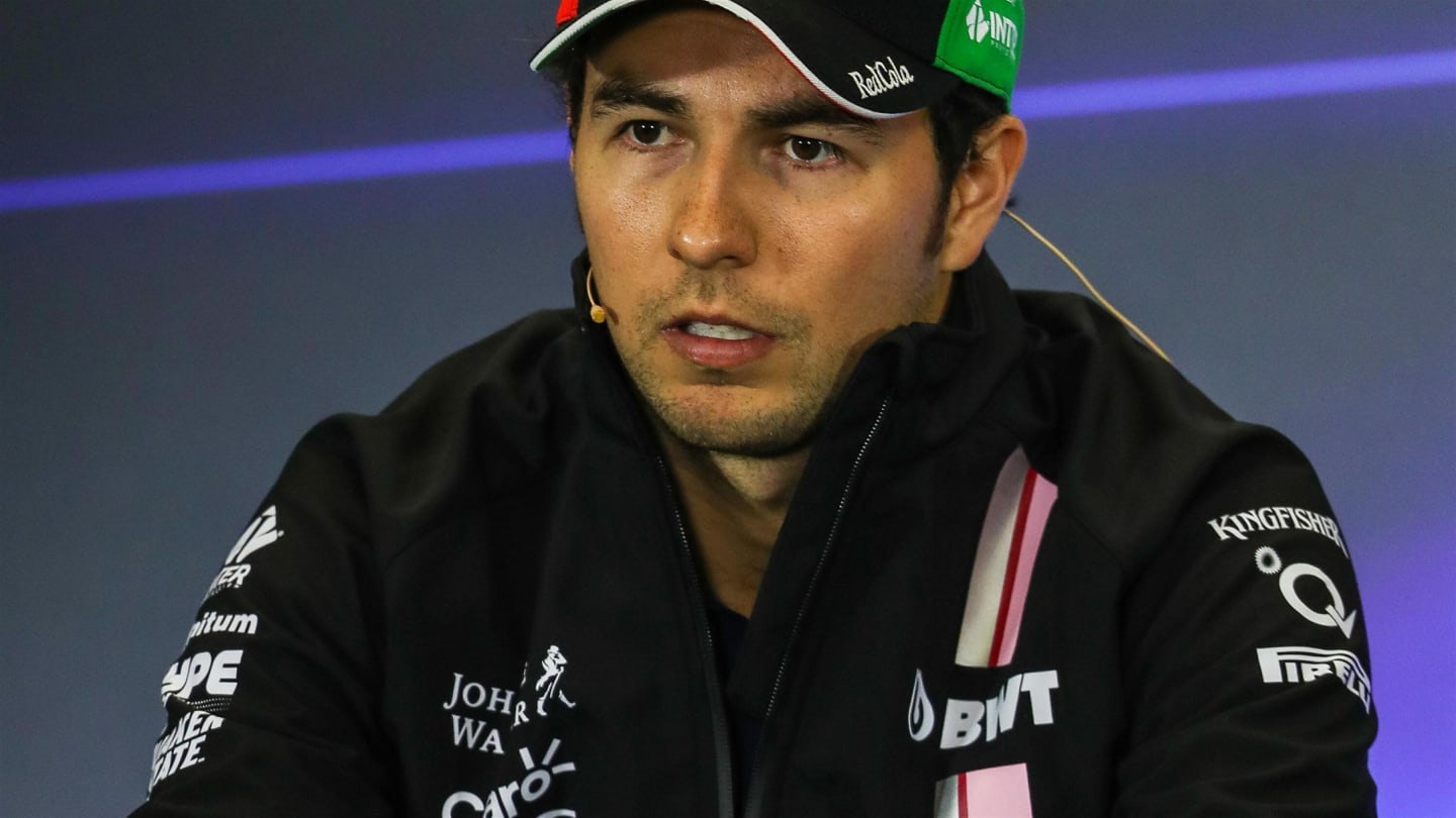 Sergio Perez (MEX) Force India in the Press Conference at Formula One World Championship, Rd18, Mexican Grand Prix, Preparations, Circuit Hermanos Rodriguez, Mexico City, Mexico, Thursday 26 October 2017. © Kym Illman/Sutton Images