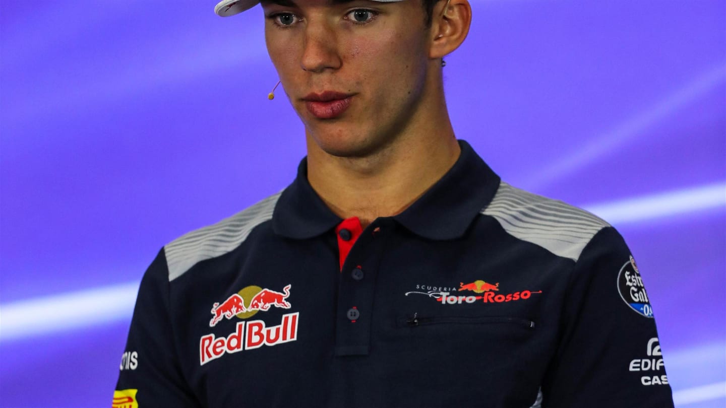 Pierre Gasly (FRA) Scuderia Toro Rosso in the Press Conference at Formula One World Championship, Rd18, Mexican Grand Prix, Preparations, Circuit Hermanos Rodriguez, Mexico City, Mexico, Thursday 26 October 2017. © Kym Illman/Sutton Images