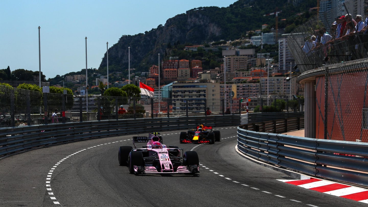 Esteban Ocon (FRA) Force India VJM10 at Formula One World Championship, Rd6, Monaco Grand Prix, Race, Monte-Carlo, Monaco, Sunday 28 May 2017. © Sutton Images