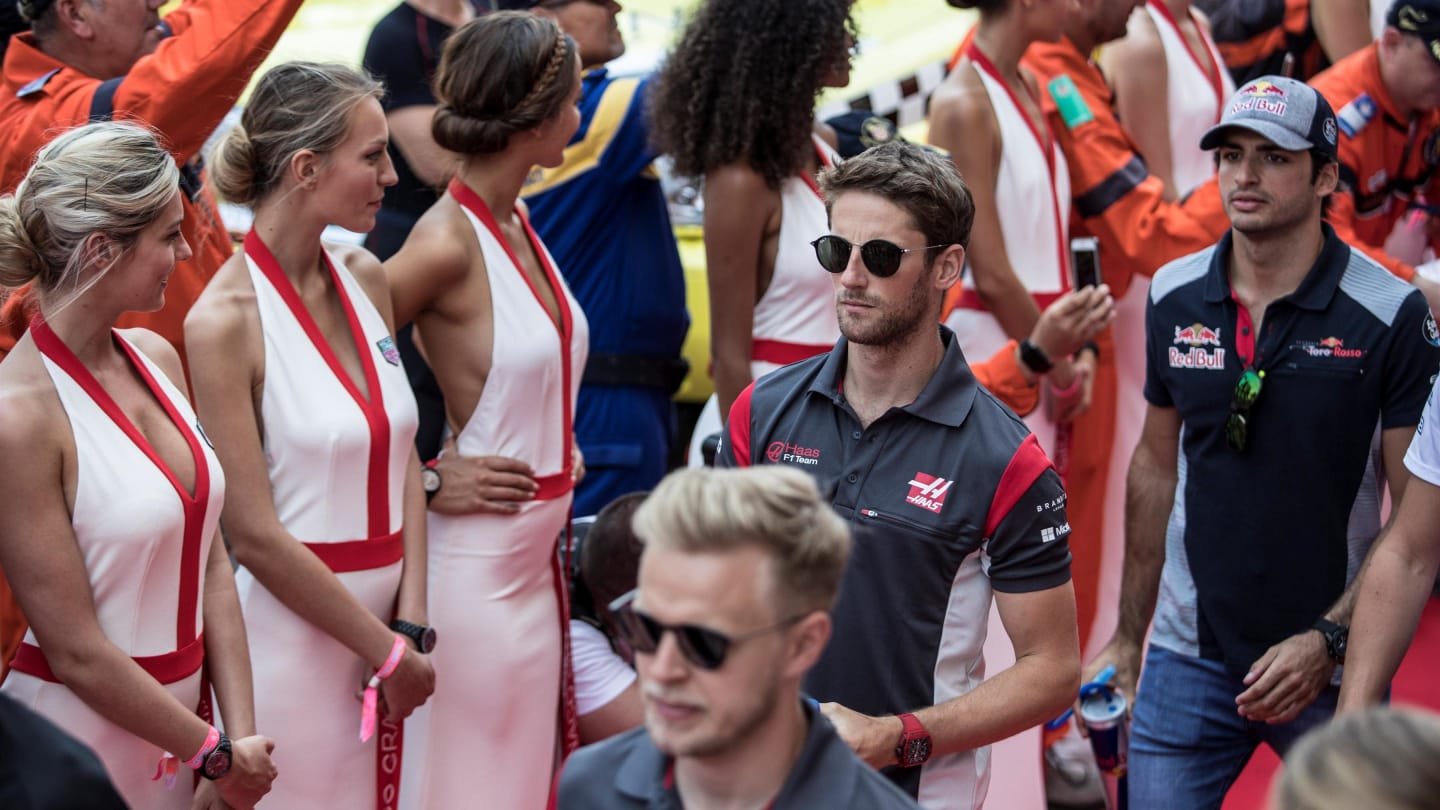 Romain Grosjean (FRA) Haas F1 on the drivers parade at Formula One World Championship, Rd6, Monaco Grand Prix, Race, Monte-Carlo, Monaco, Sunday 28 May 2017. © Sutton Images