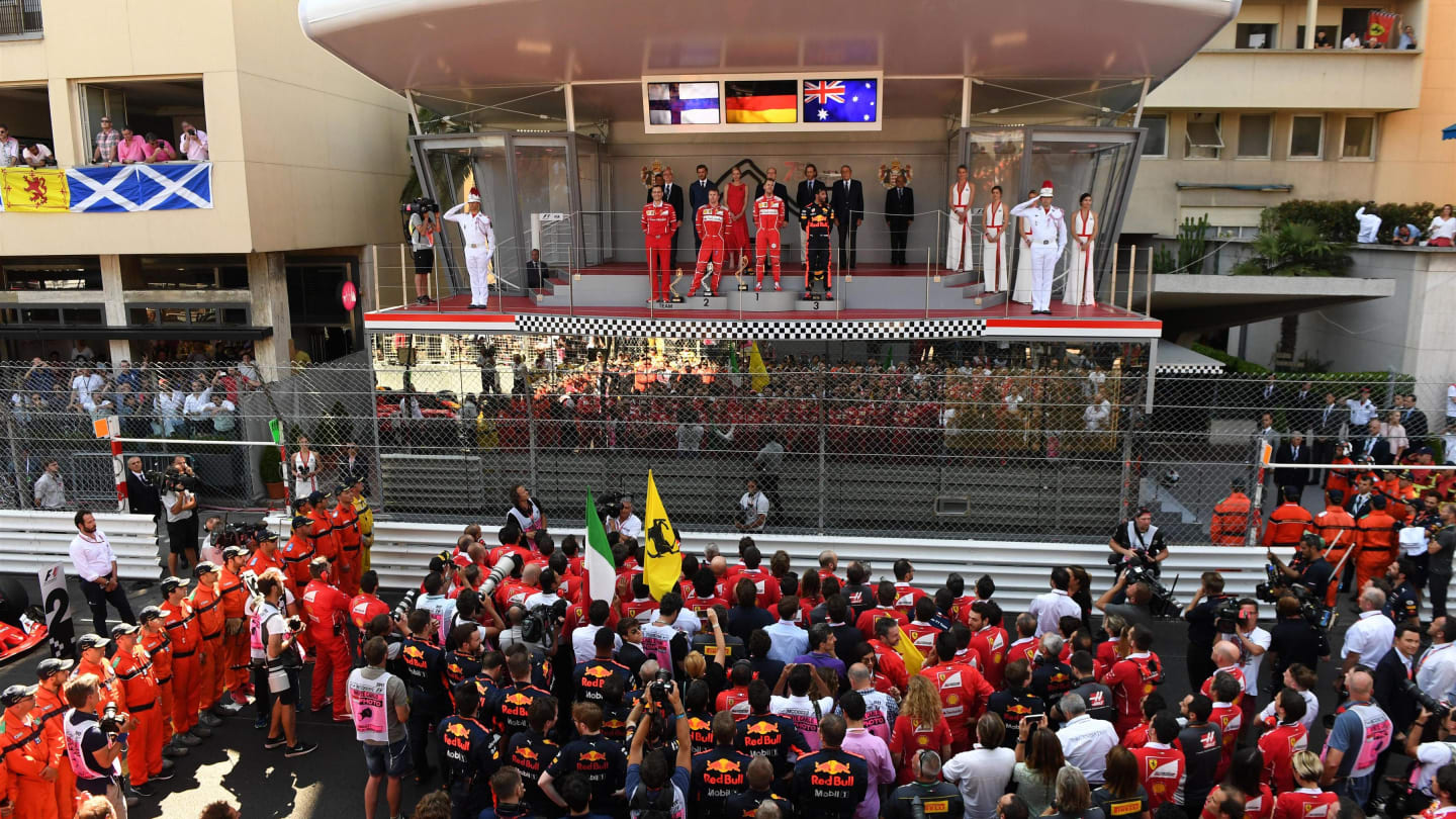 Podium celebrations at Formula One World Championship, Rd6, Monaco Grand Prix, Race, Monte-Carlo, Monaco, Sunday 28 May 2017. © Sutton Images
