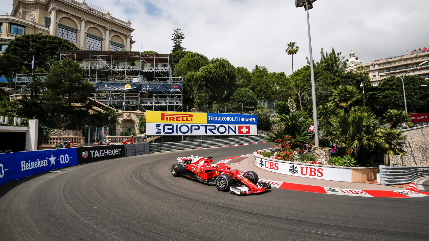 Sebastian Vettel (GER) Ferrari SF70-H at Formula One World Championship, Rd6, Monaco Grand Prix, Practice, Monte-Carlo, Monaco, Thursday 25 May 2017. © Sutton Images