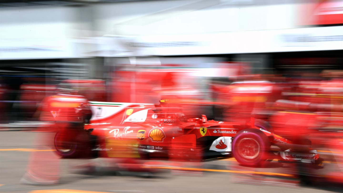 Kimi Raikkonen (FIN) Ferrari SF70-H pit stop at Formula One World Championship, Rd6, Monaco Grand Prix, Practice, Monte-Carlo, Monaco, Thursday 25 May 2017. © Sutton Images