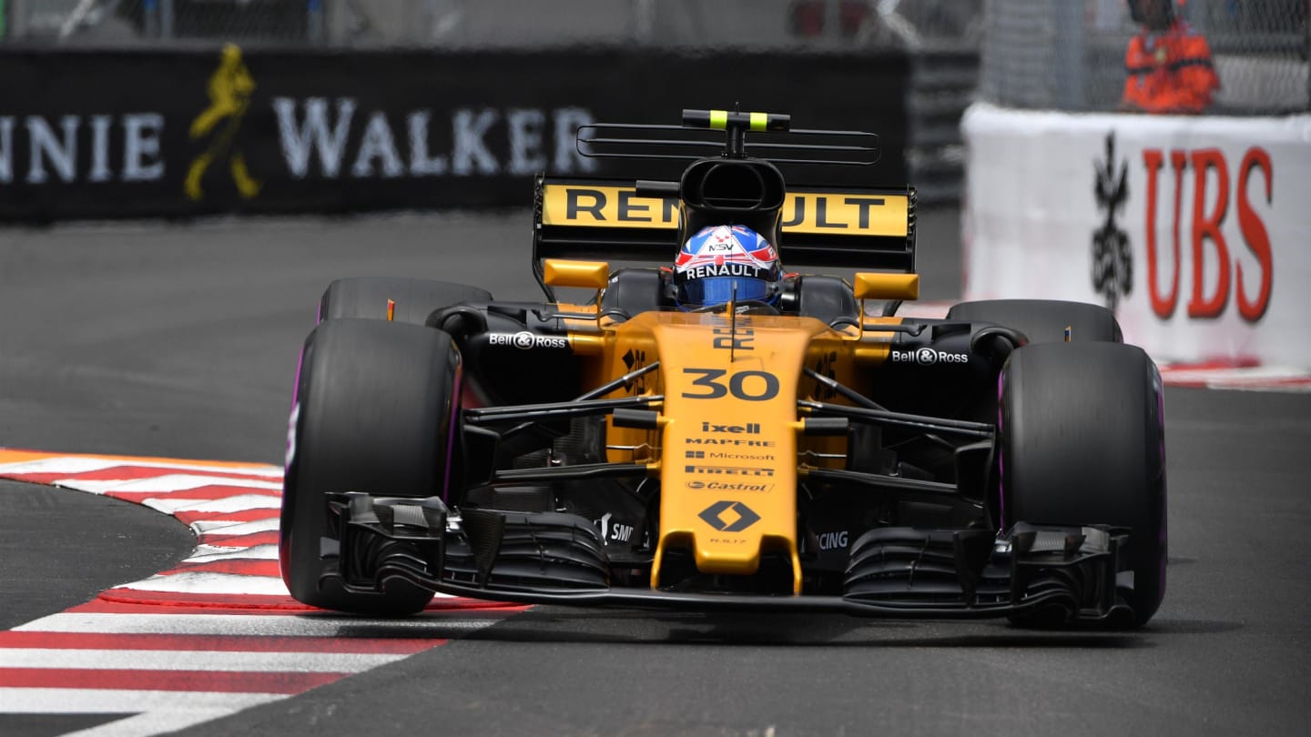 Jolyon Palmer (GBR) Renault Sport F1 Team RS17 at Formula One World Championship, Rd6, Monaco Grand Prix, Practice, Monte-Carlo, Monaco, Thursday 25 May 2017. © Sutton Images