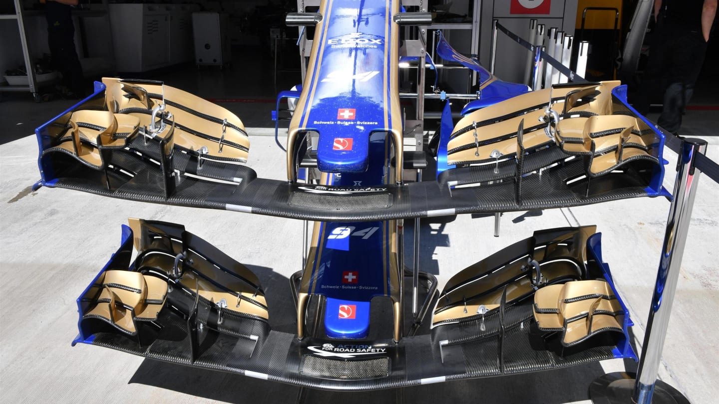 Sauber C36 nose and front wings at Formula One World Championship, Rd4, Russian Grand Prix, Preparations, Sochi Autodrom, Sochi, Krasnodar Krai, Russia, Thursday 27 April 2017. © Sutton Motorsport Images