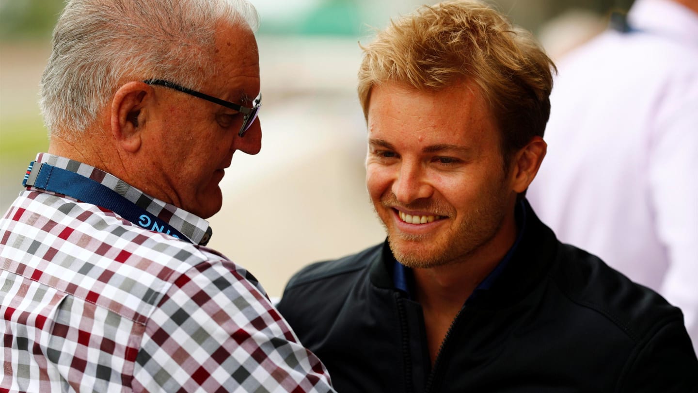 Nico Rosberg (GER) Mercedes-Benz Ambassador with Alan Webber (AUS), father of Mark Webber (AUS) at Williams British Grand Prix Preview Day, Silverstone, England, 2 June 2017. © Sutton Images