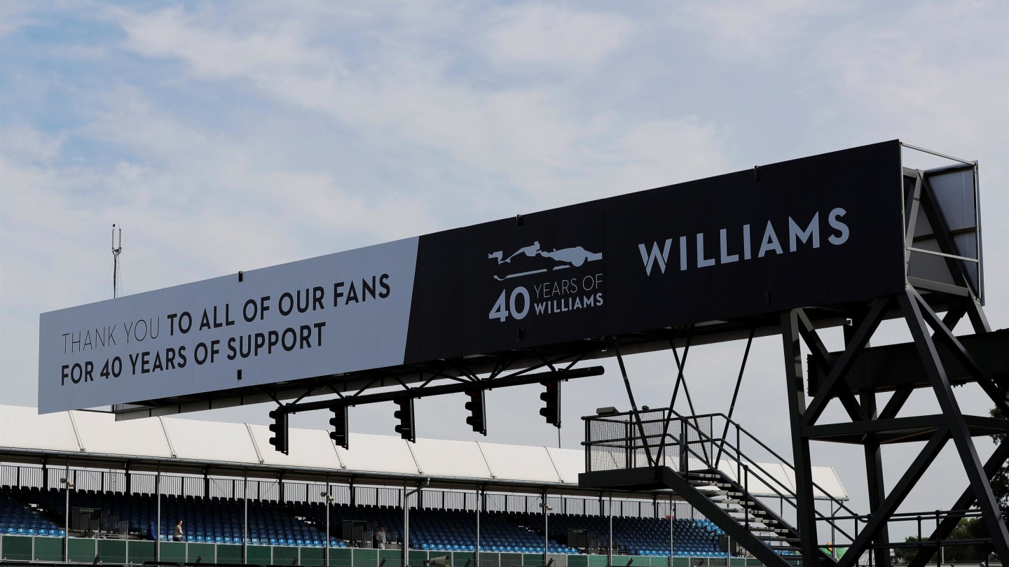Williams 40th Anniversary event signage at Williams British Grand Prix Preview Day, Silverstone, England, 2 June 2017. © Sutton Images