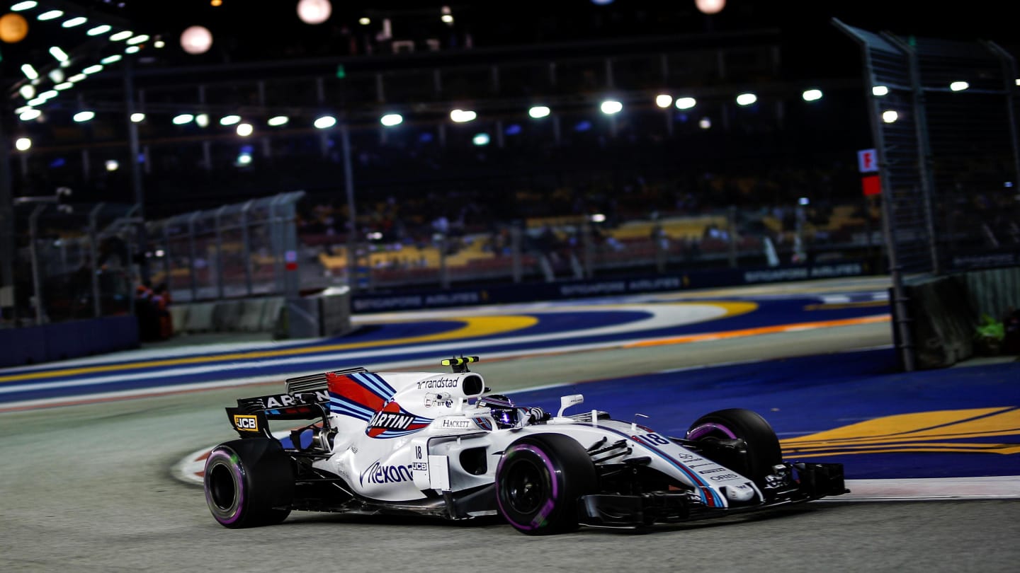 Lance Stroll (CDN) Williams FW40 at Formula One World Championship, Rd14, Singapore Grand Prix,