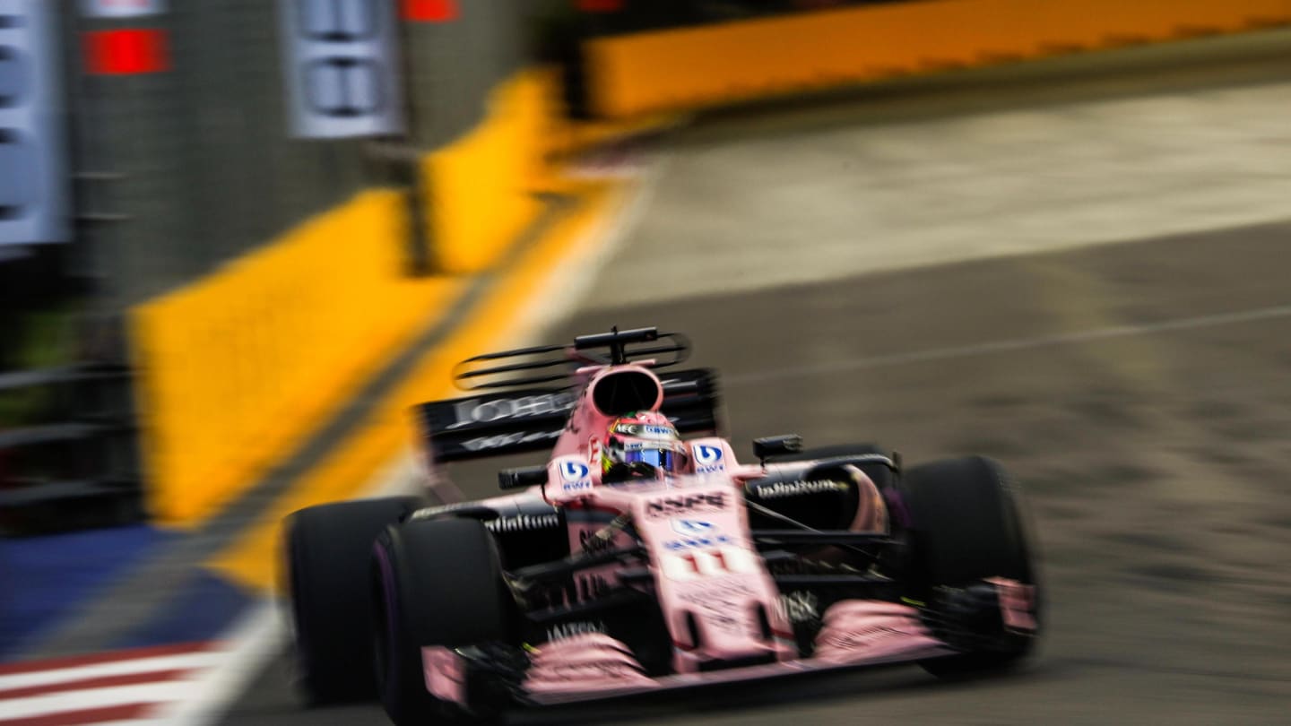 Sergio Perez (MEX) Force India VJM10 at Formula One World Championship, Rd14, Singapore Grand Prix, Qualifying, Marina Bay Street Circuit, Singapore, Saturday 16 September 2017. © Sutton Images
