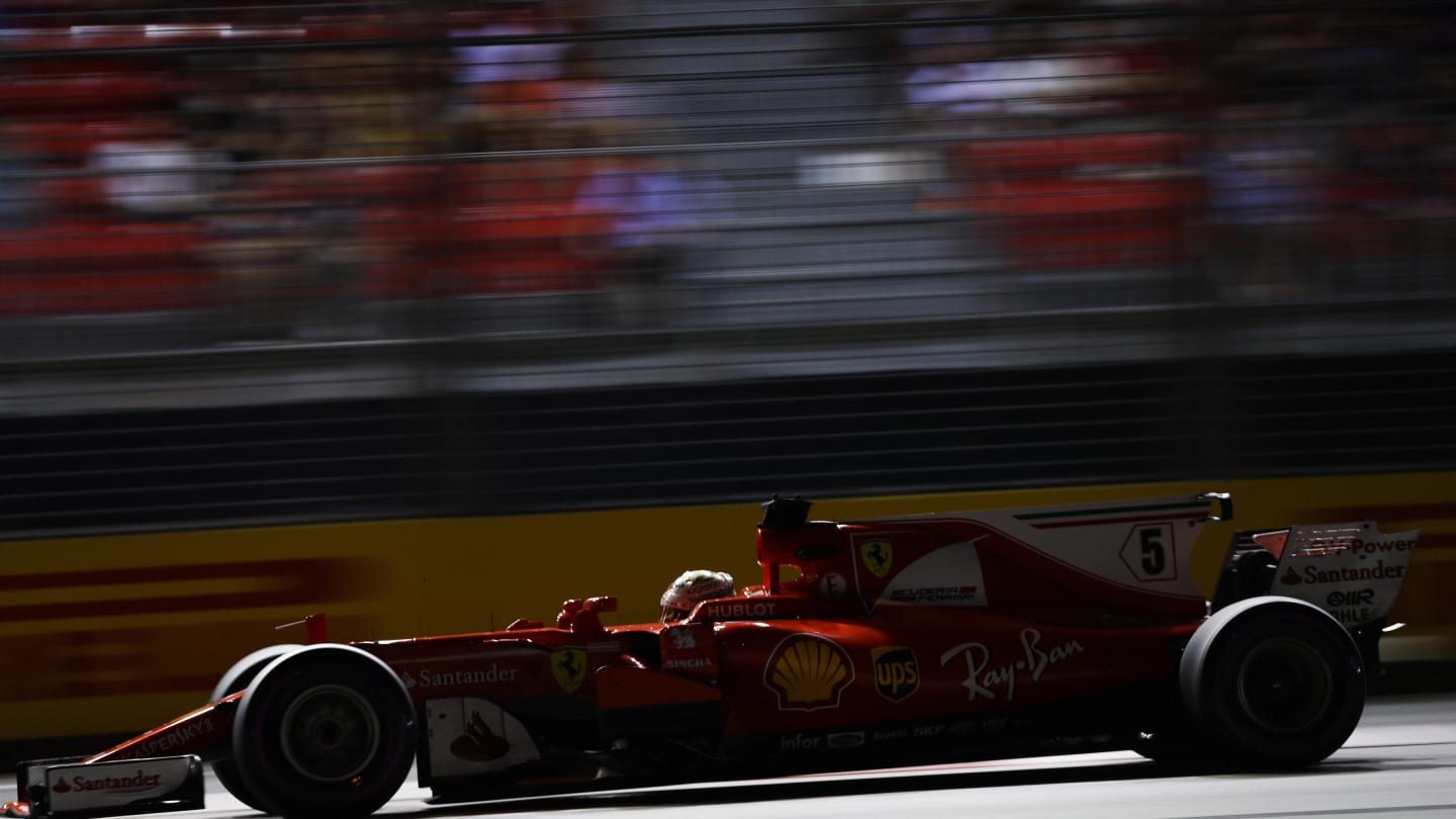 Sebastian Vettel (GER) Ferrari SF70-H at Formula One World Championship, Rd14, Singapore Grand Prix, Qualifying, Marina Bay Street Circuit, Singapore, Saturday 16 September 2017. © Sutton Images