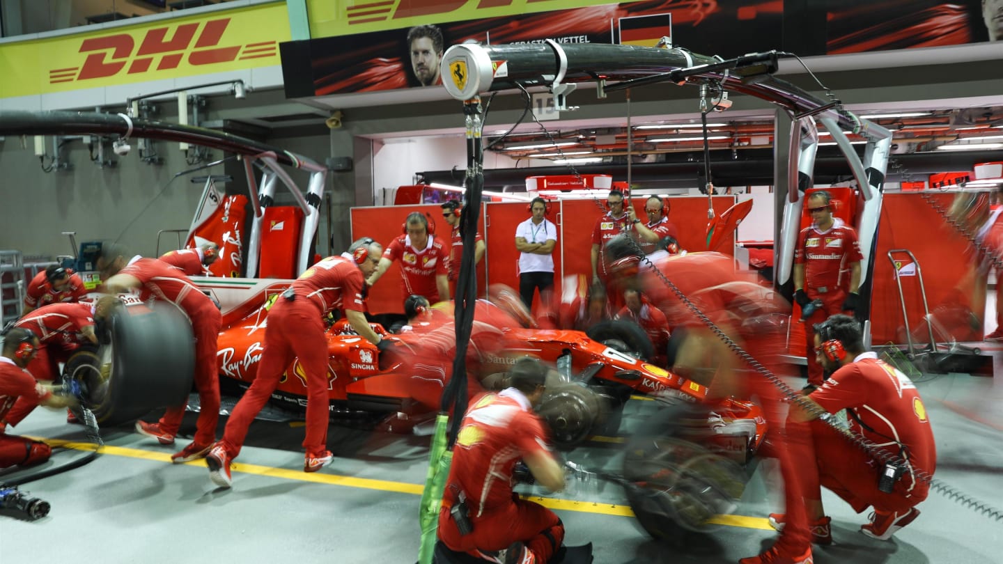 Ferrari practice pit stops at Formula One World Championship, Rd14, Singapore Grand Prix, Preparations, Marina Bay Street Circuit, Singapore, Wednesday 13 September 2017. © Sutton Images