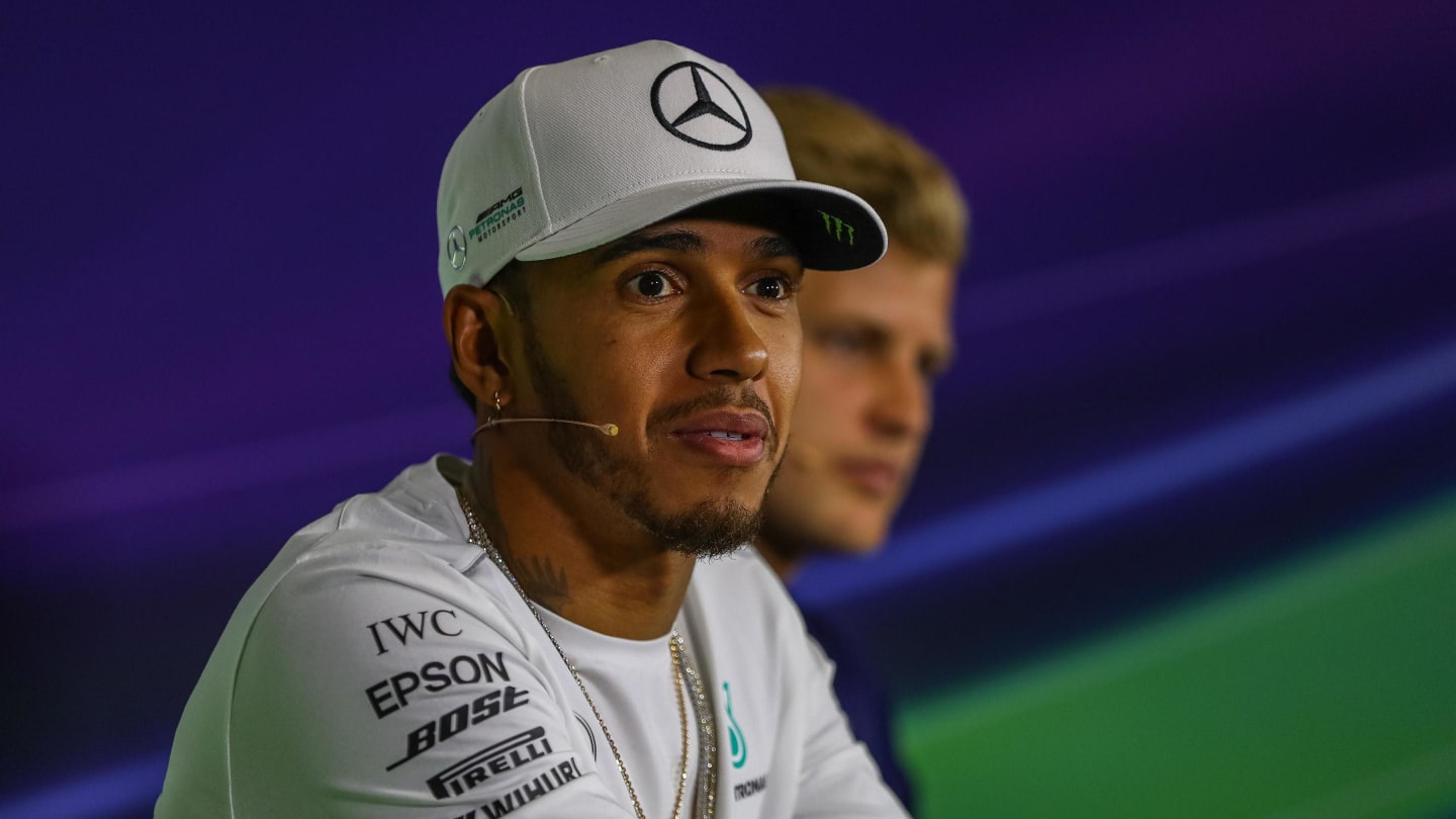 Lewis Hamilton (GBR) Mercedes AMG F1 in the Press Conference at Formula One World Championship, Rd5, Spanish Grand Prix, Preparations, Barcelona, Spain, Thursday 11 May 2017. © Sutton Motorsport Images
