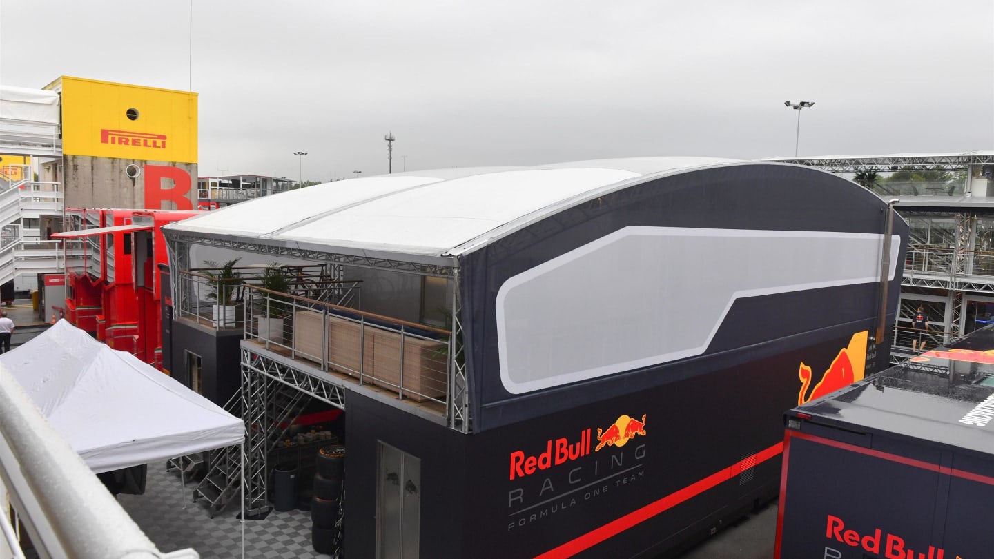 Red Bull Racing motorhome and Energy Station at Formula One World Championship, Rd5, Spanish Grand Prix, Preparations, Barcelona, Spain, Thursday 11 May 2017. © Sutton Motorsport Images