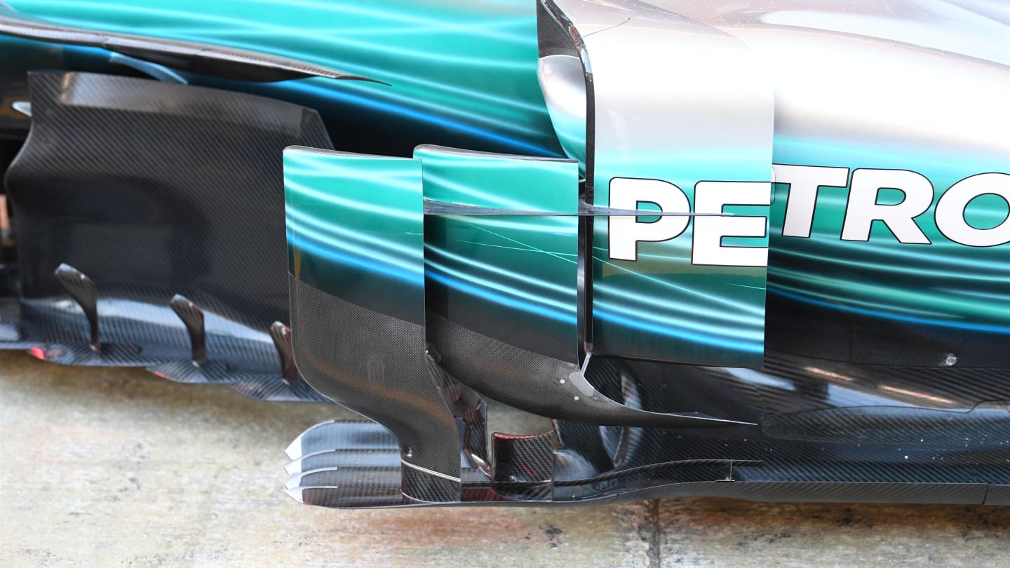 Mercedes-Benz F1 W08 Hybrid sidepod detail at Formula One World Championship, Rd5, Spanish Grand Prix, Preparations, Barcelona, Spain, Thursday 11 May 2017. © Sutton Motorsport Images