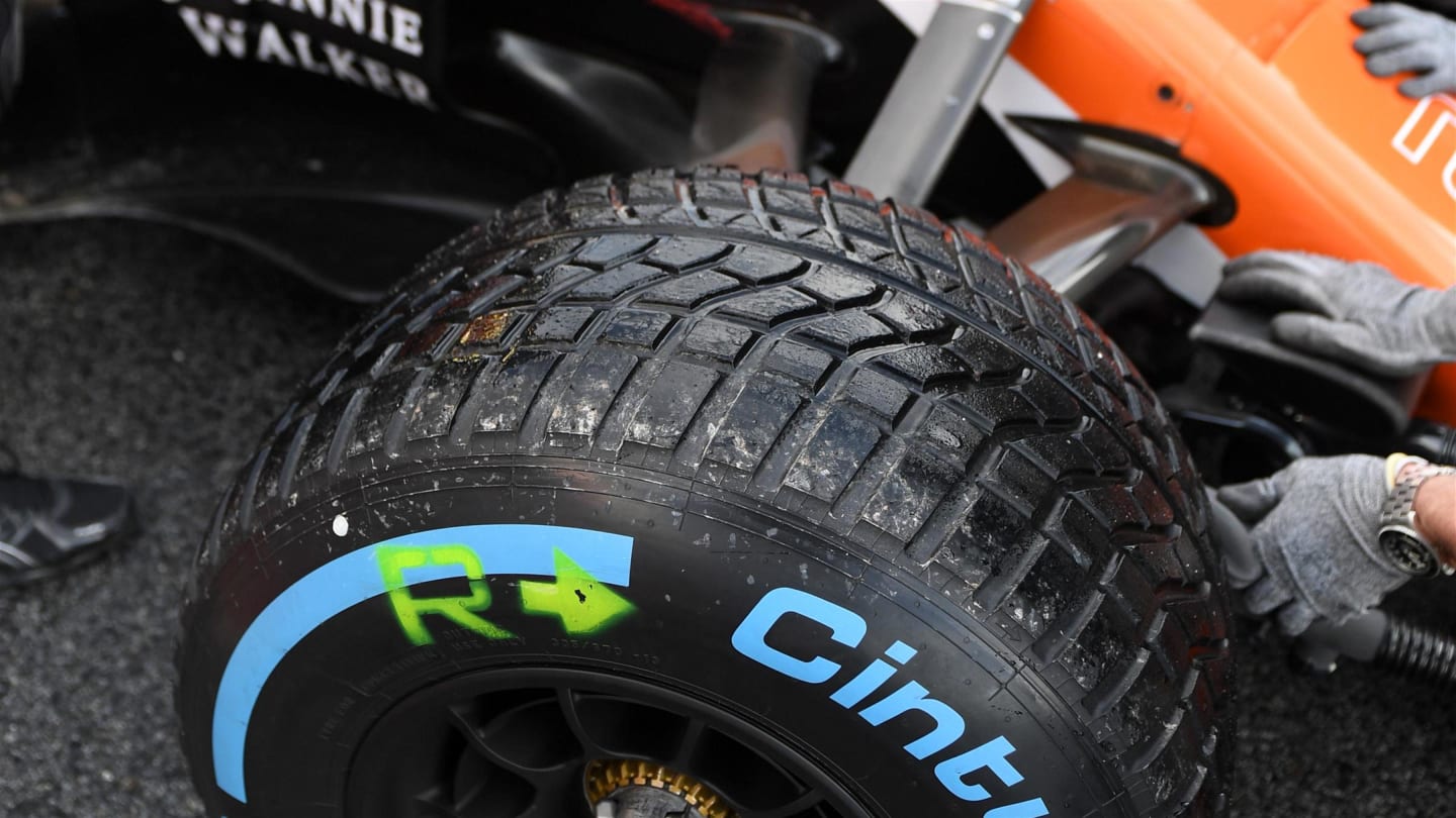 Pirelli wet weather tyre at Formula One Testing, Day Four, Barcelona, Spain, 2 March 2017. © Sutton Images
