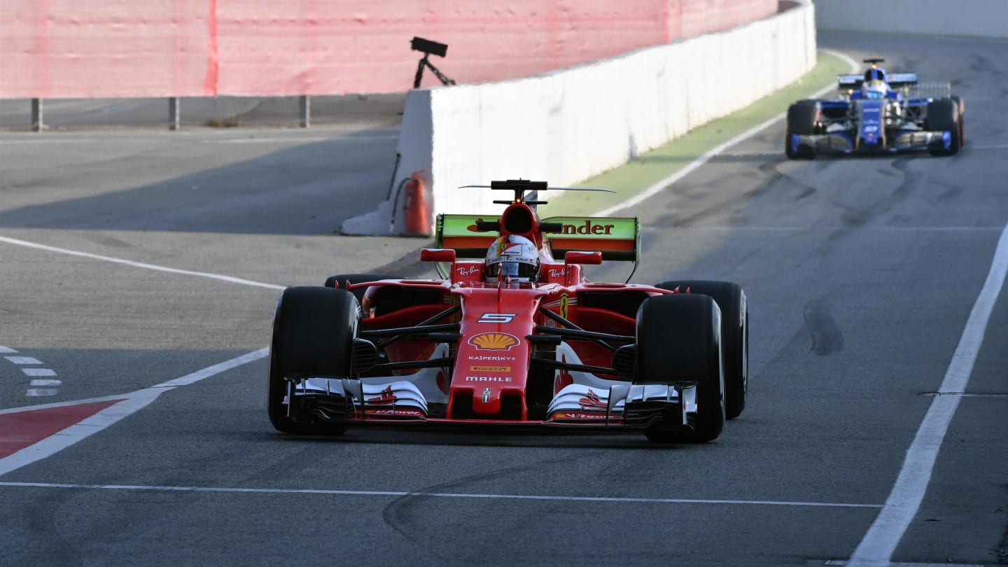 Sebastian Vettel (GER) Ferrari SF70-H at Formula One Testing, Day One, Barcelona, Spain, 27 February 2017. © Sutton Images