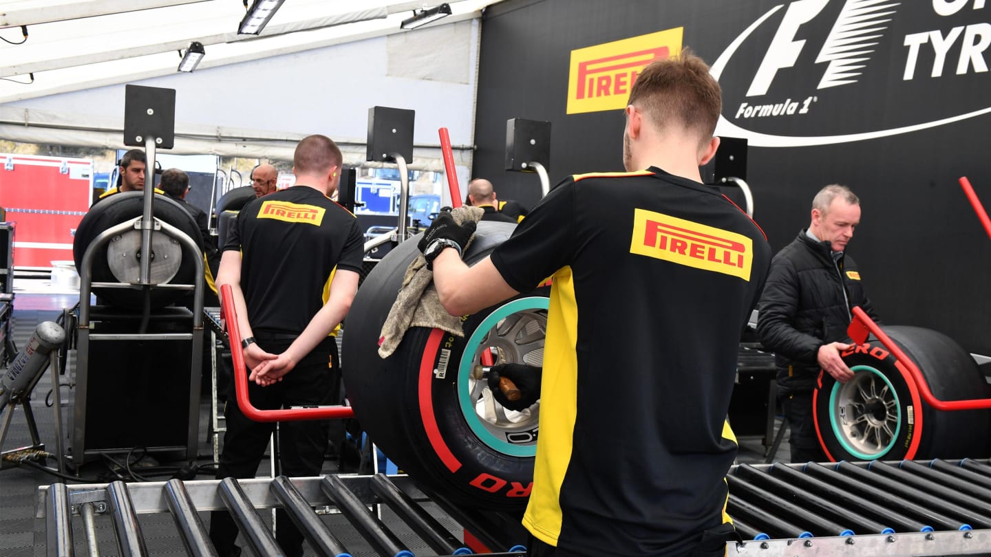 Pirelli preparation area at Formula One Testing, Day One, Barcelona, Spain, 27 February 2017. © Sutton Images