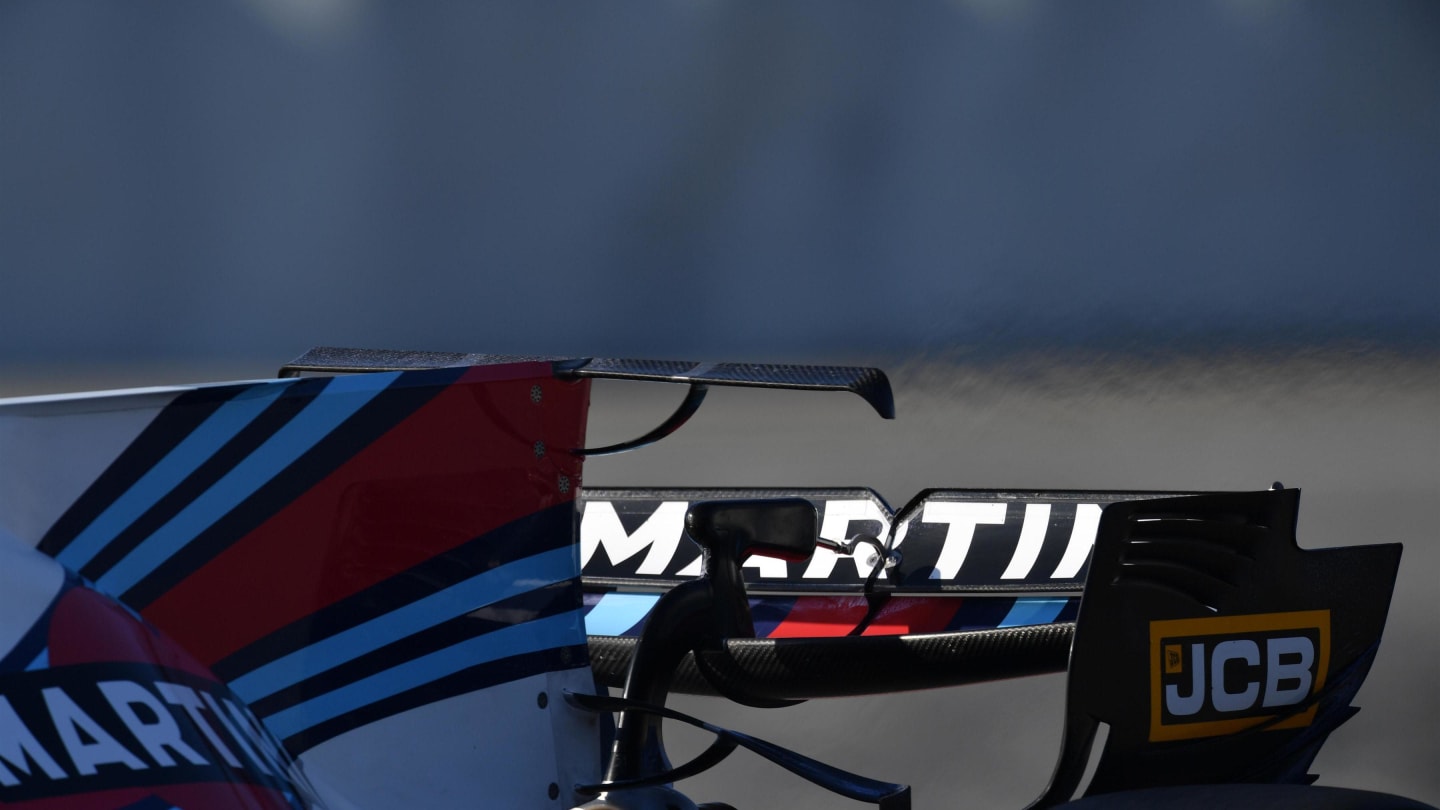 Williams FW40 rear wear wing detail at Formula One Testing, Day Four, Barcelona, Spain, 10 March 2017. © Sutton Images