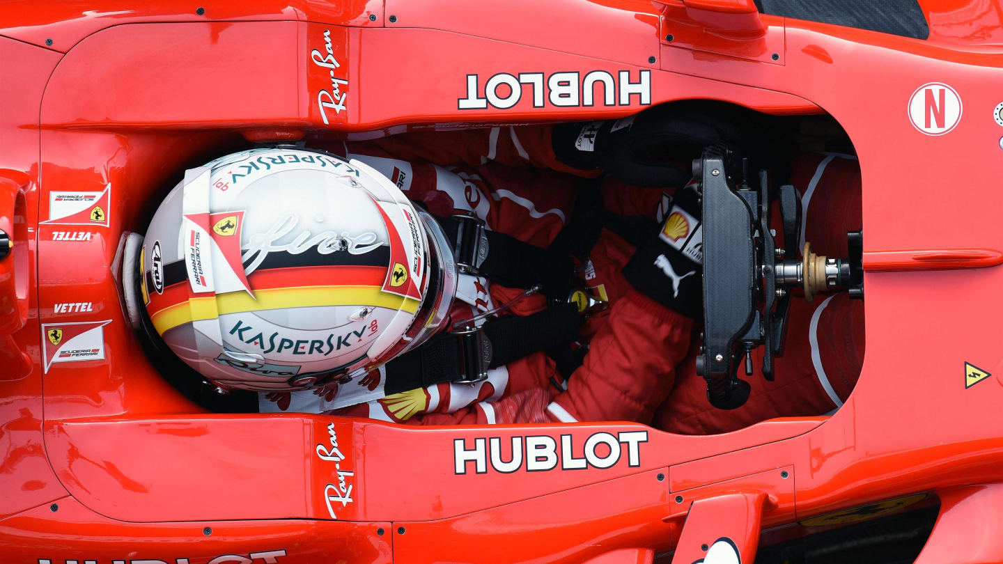 Sebastian Vettel (GER) Ferrari SF70-H cockpit at Formula One Testing, Day Three, Barcelona, Spain, 9 March 2017. © Sutton Images
