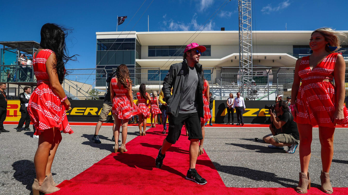Fernando Alonso (ESP) McLaren on the drivers parade at Formula One World Championship, Rd17, United States Grand Prix, Race, Circuit of the Americas, Austin, Texas, USA, Sunday 22 October 2017. © Kym Illman/Sutton Images