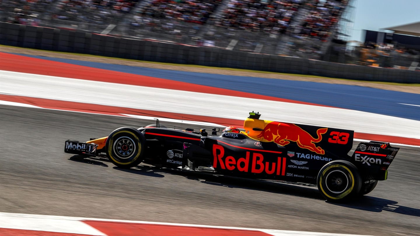 Max Verstappen (NED) Red Bull Racing RB13 at Formula One World Championship, Rd17, United States