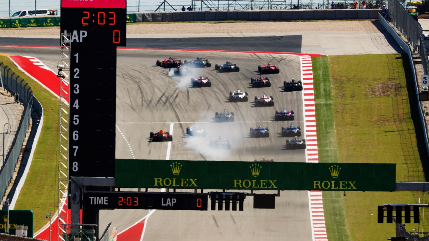 Start of the race at Formula One World Championship, Rd17, United States Grand Prix, Race, Circuit of the Americas, Austin, Texas, USA, Sunday 22 October 2017. © Sam Bloxham/LAT/Sutton Images