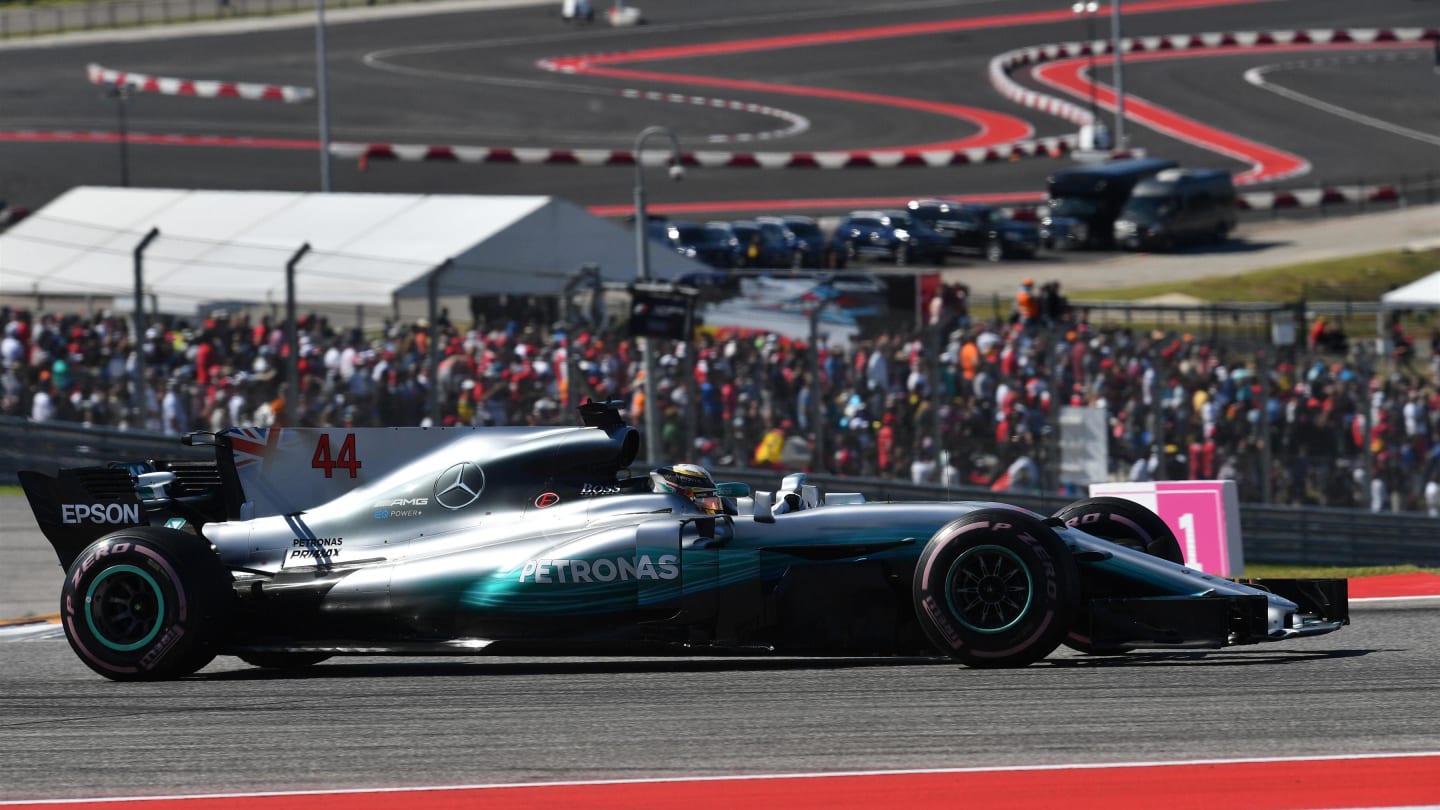 Lewis Hamilton (GBR) Mercedes-Benz F1 W08 Hybrid at Formula One World Championship, Rd17, United States Grand Prix, Race, Circuit of the Americas, Austin, Texas, USA, Sunday 22 October 2017. © Mark Sutton/Sutton Images