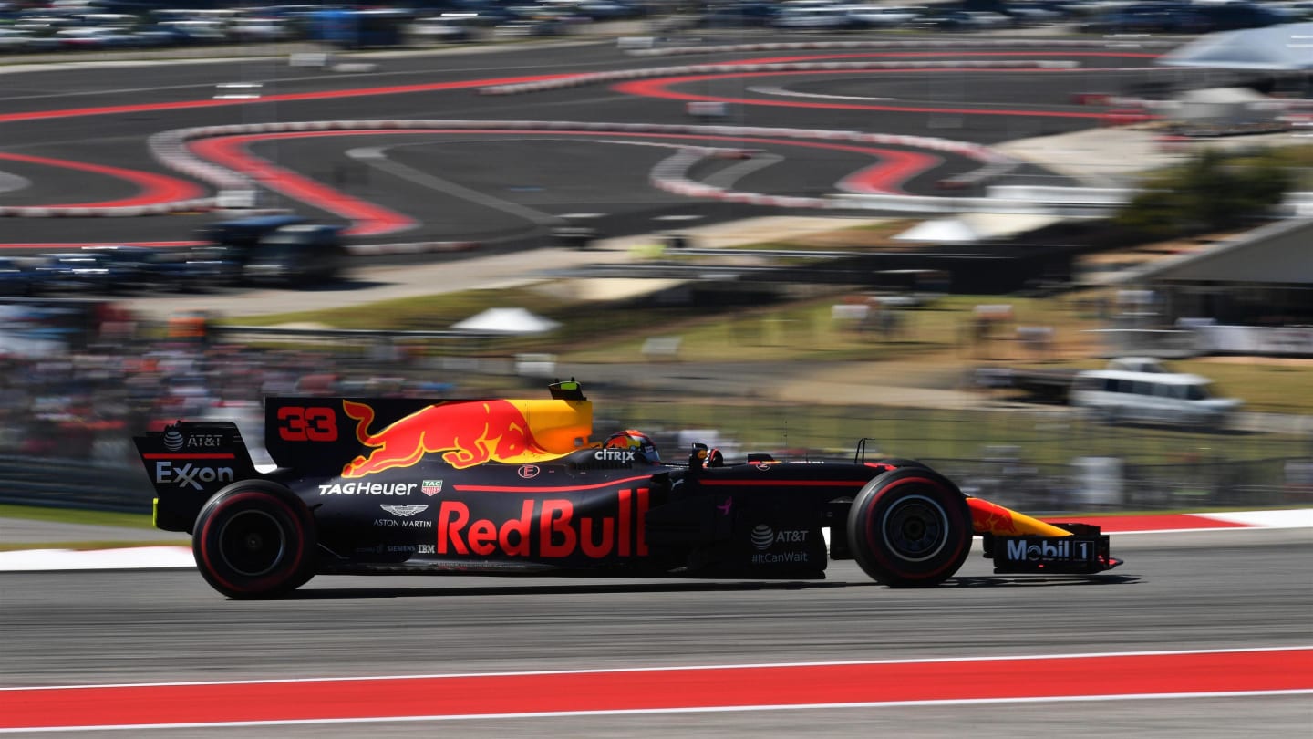 Max Verstappen (NED) Red Bull Racing RB13 at Formula One World Championship, Rd17, United States